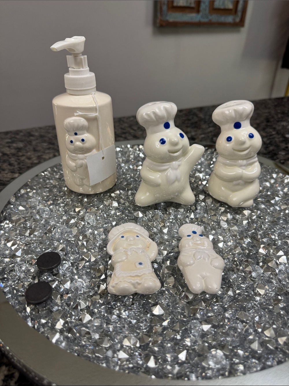 Pillsbury Doughboy Decorative salt and pepper magnets soap Set dispenser